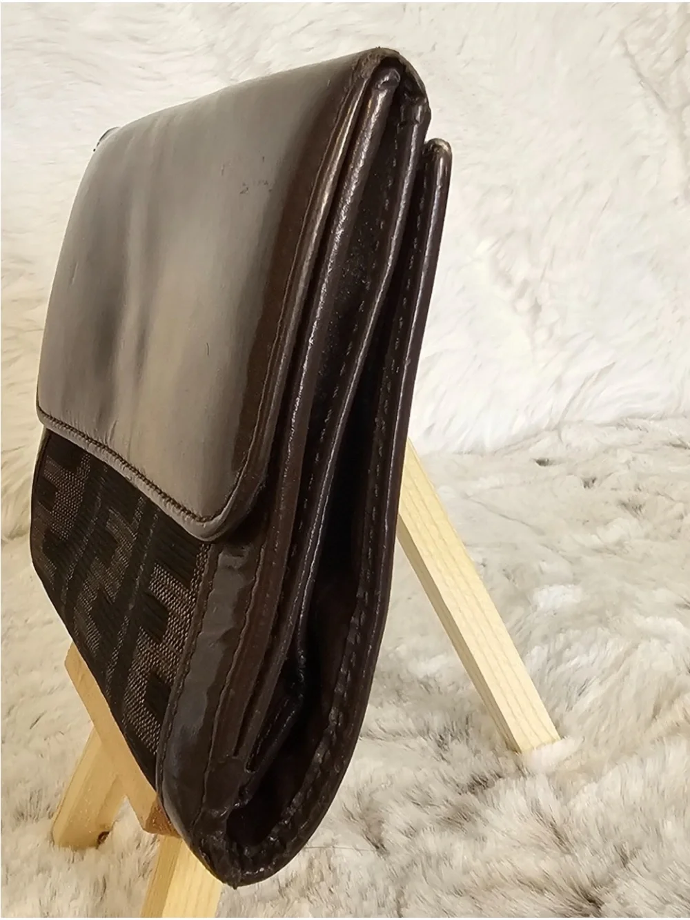 Fendi Brown and Black FF Logo Bi-Fold Wallet